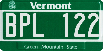 VT license plate BPL122