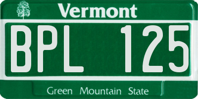 VT license plate BPL125