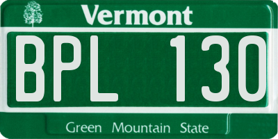 VT license plate BPL130