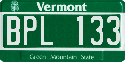 VT license plate BPL133