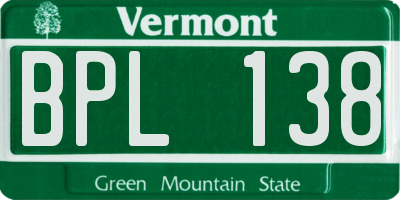 VT license plate BPL138