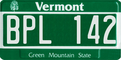 VT license plate BPL142