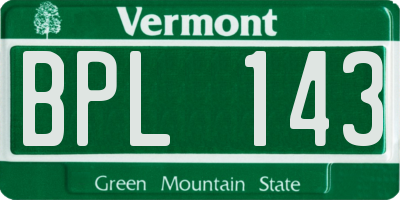 VT license plate BPL143