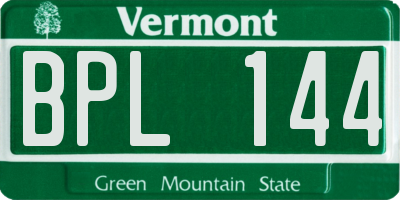 VT license plate BPL144