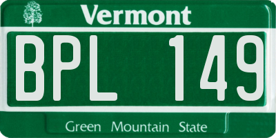 VT license plate BPL149