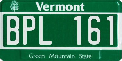 VT license plate BPL161