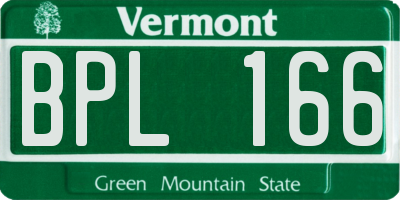 VT license plate BPL166