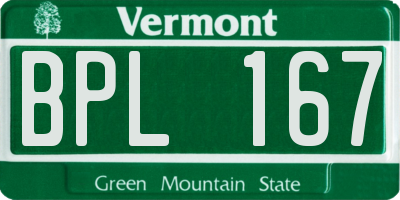VT license plate BPL167