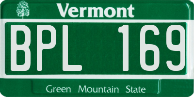 VT license plate BPL169