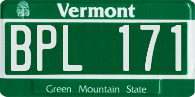 VT license plate BPL171