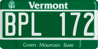 VT license plate BPL172