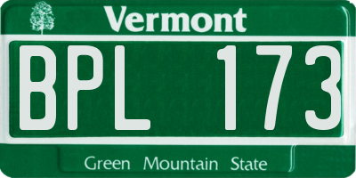VT license plate BPL173