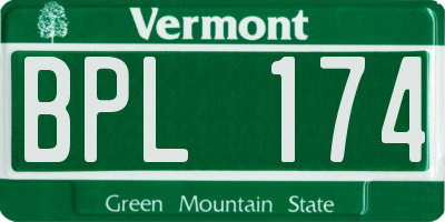 VT license plate BPL174