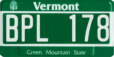 VT license plate BPL178