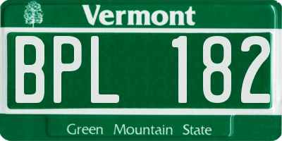 VT license plate BPL182