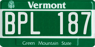 VT license plate BPL187
