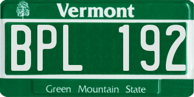 VT license plate BPL192