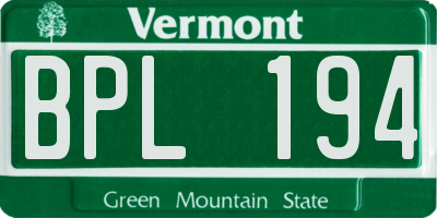 VT license plate BPL194
