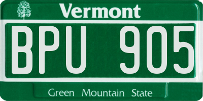 VT license plate BPU905
