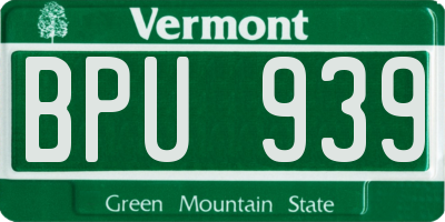 VT license plate BPU939
