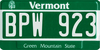 VT license plate BPW923