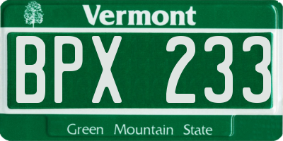VT license plate BPX233