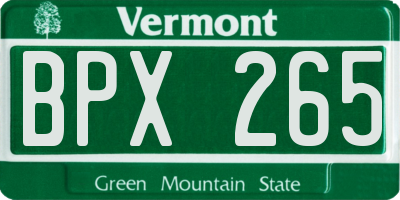 VT license plate BPX265