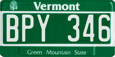 VT license plate BPY346