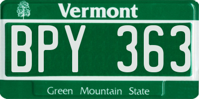 VT license plate BPY363