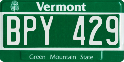 VT license plate BPY429