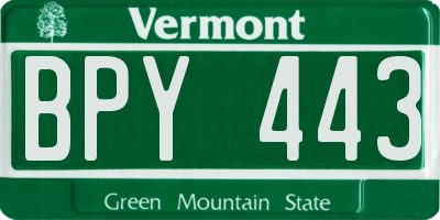 VT license plate BPY443