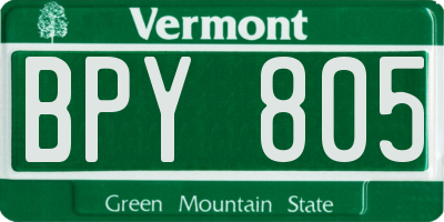 VT license plate BPY805