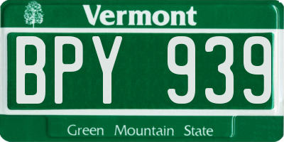 VT license plate BPY939