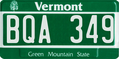 VT license plate BQA349