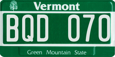 VT license plate BQD070