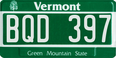 VT license plate BQD397