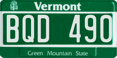 VT license plate BQD490