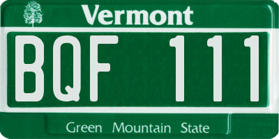 VT license plate BQF111
