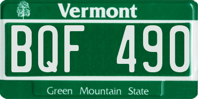 VT license plate BQF490