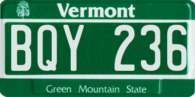 VT license plate BQY236
