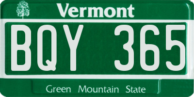 VT license plate BQY365