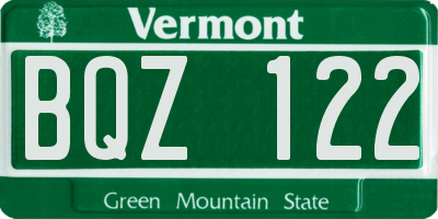 VT license plate BQZ122