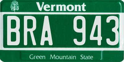 VT license plate BRA943