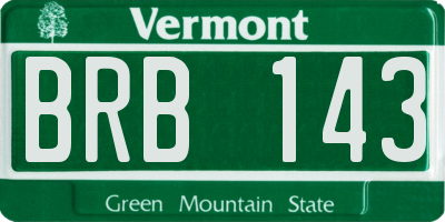 VT license plate BRB143