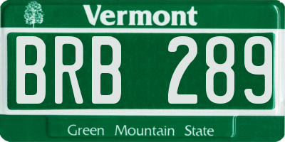 VT license plate BRB289