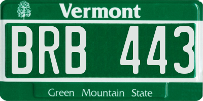 VT license plate BRB443