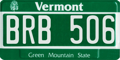 VT license plate BRB506