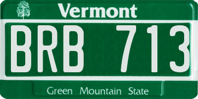 VT license plate BRB713