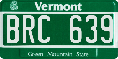 VT license plate BRC639