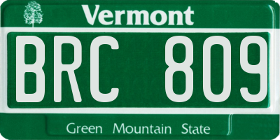 VT license plate BRC809